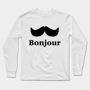 Bonjour Moustache Long Sleeve T-Shirt